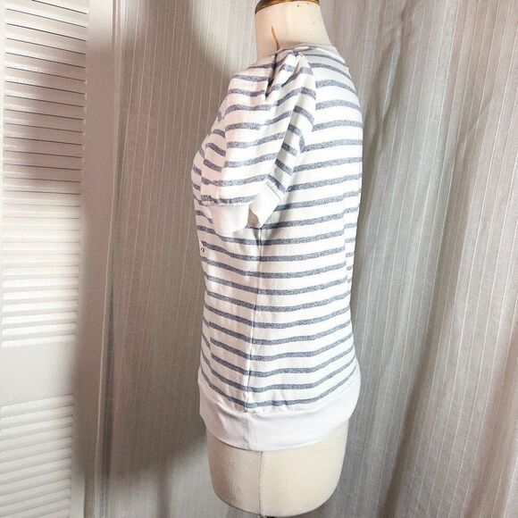 Michael Kors | Women’s | Shirts | S | Initial Hardwear Logo Navy Striped Sweater - Picture 3 of 5